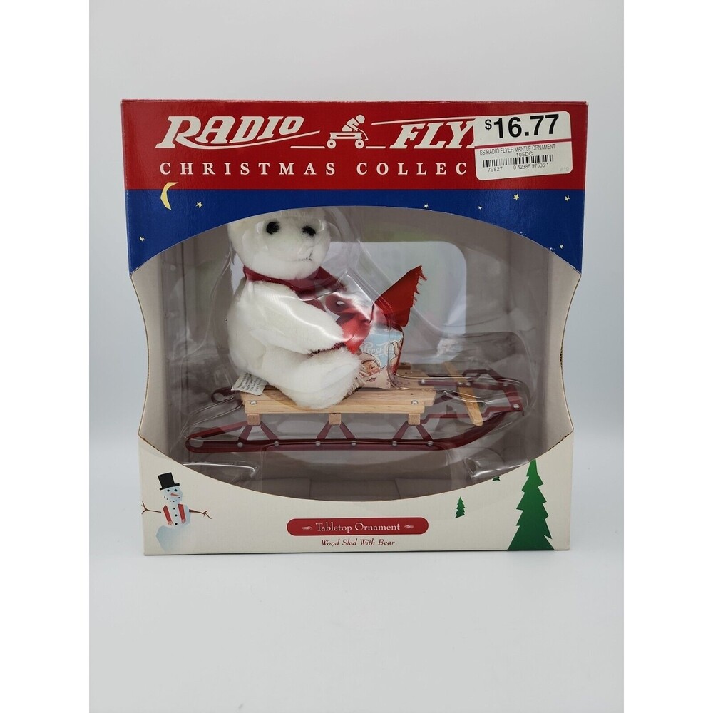 Christmas Radio Flyer Classic ORNAMENT Teddy Bear & Sleigh Holiday Model 113 NIB